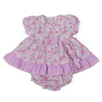 J13845: Baby Girls Floral Dress, Pant & Headband Set (NB-6 Months)